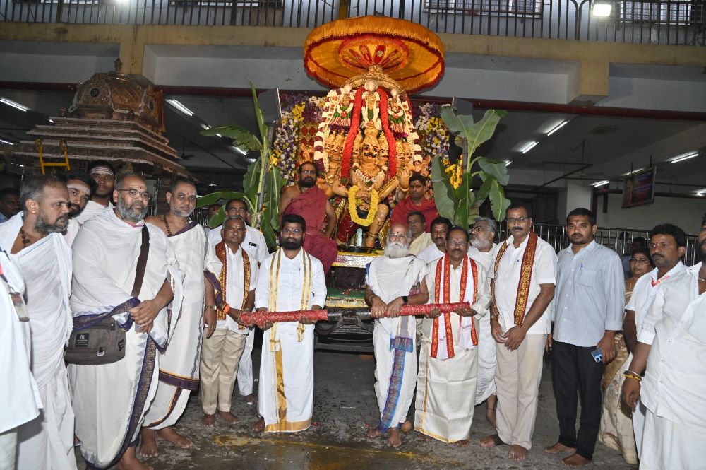 The Chaitra Month Kalyana Brahmotsavams are being held at Indrakeeladri.
