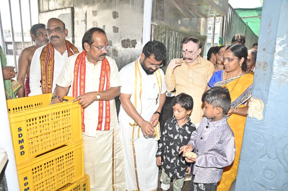 Free Laddu Prasadam Distributed to Devotees at Kanaka Durga Temple