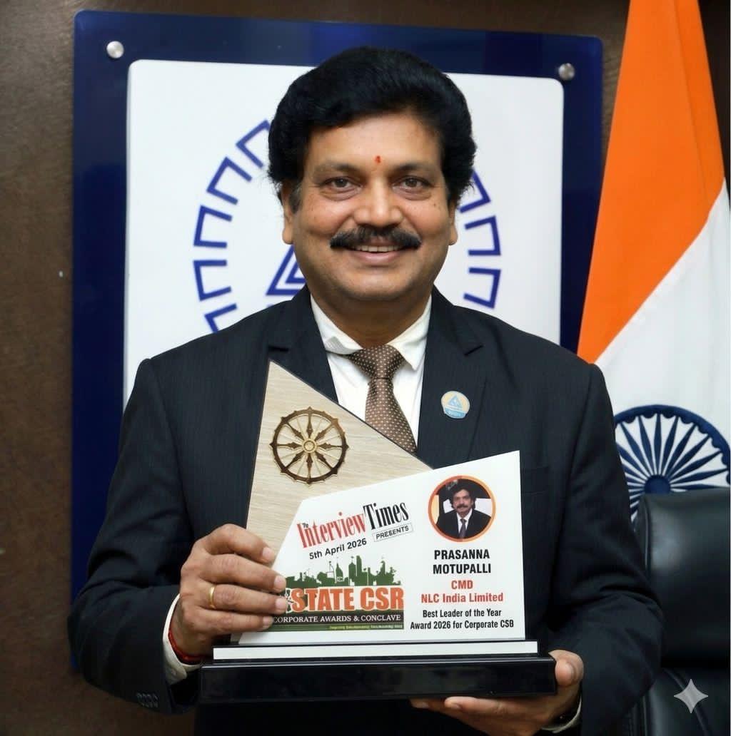 NLC India CMD Prasanna Kumar Motupalli Receives ‘Best Leader of the Year 2026 for Corporate CSR’ Award