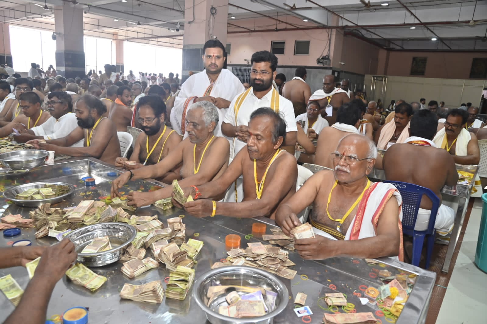 The counting of offerings in the Hundis at the Indrakiladri Durgaamma Temple has been completed, with a record level of gold donations.