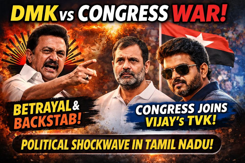 .DMK–Congress Alliance COLLAPSES: Congress Dumps Stalin, Backs Vijay’s TVK – Political War Erupts in Tamil Nadu