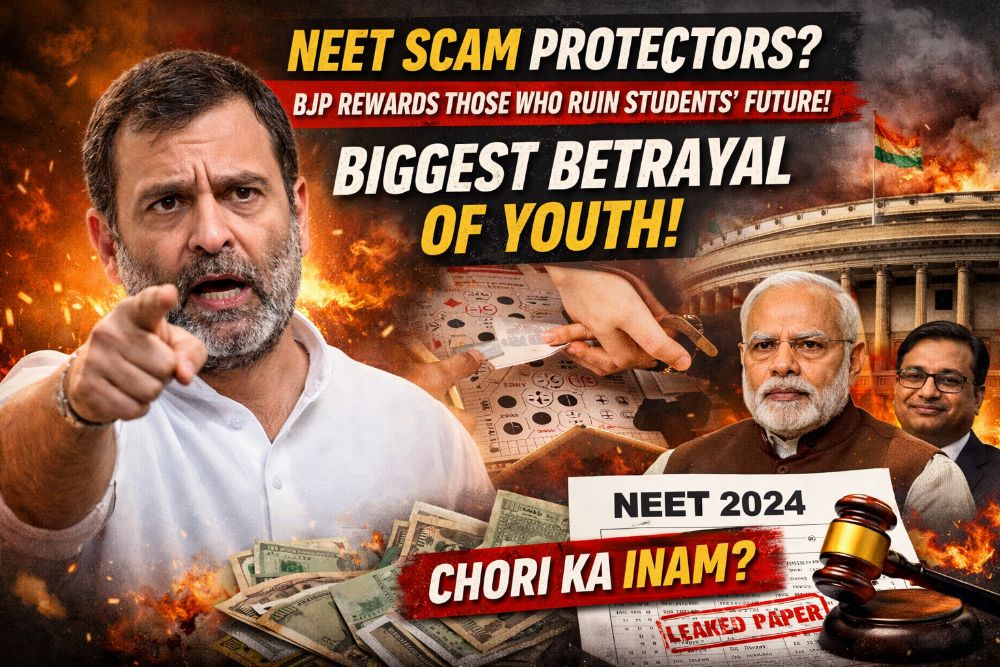 Rahul Gandhi Alleges “Systemic NEET Scam”, Accuses BJP Govt of Protecting Officials and Rewarding Irregularities