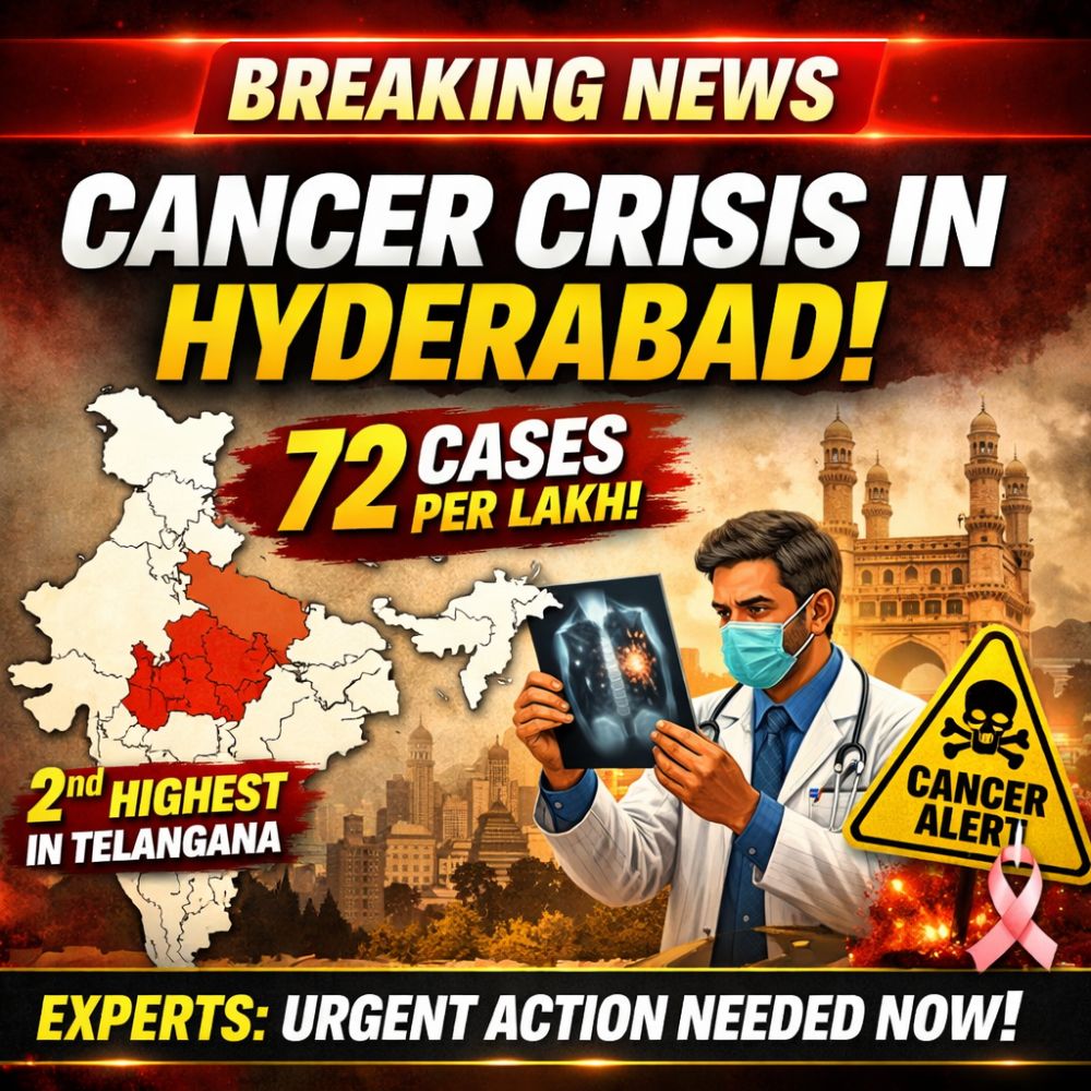Hyderabad Records Alarming Cancer Burden: 72 Cases Per Lakh, Second Highest in Telangana