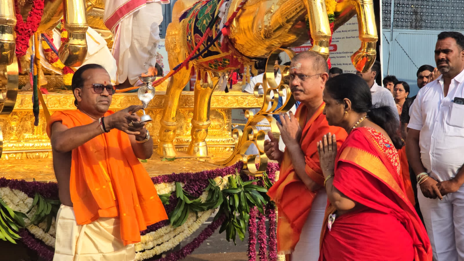 The Golden Chariot Festival was celebrated grandly in Srisailam.