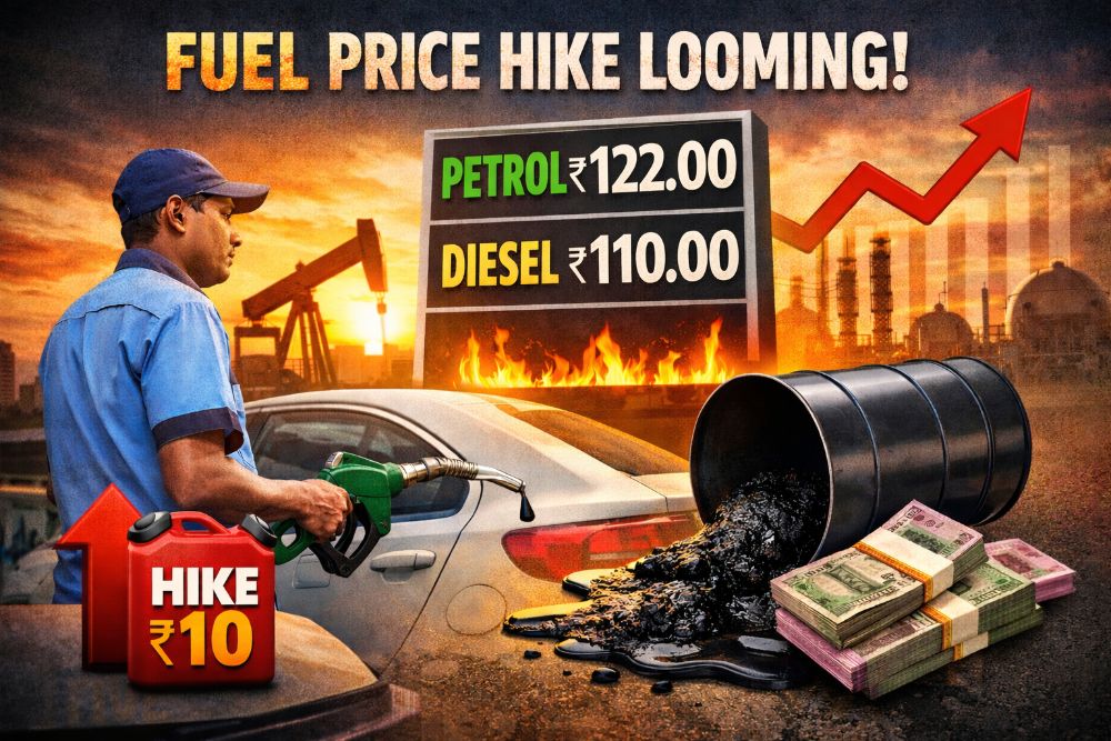 Fuel Price Hike Looms in India: Petrol, Diesel May Rise Up to ₹10 Amid Crude Oil Surge