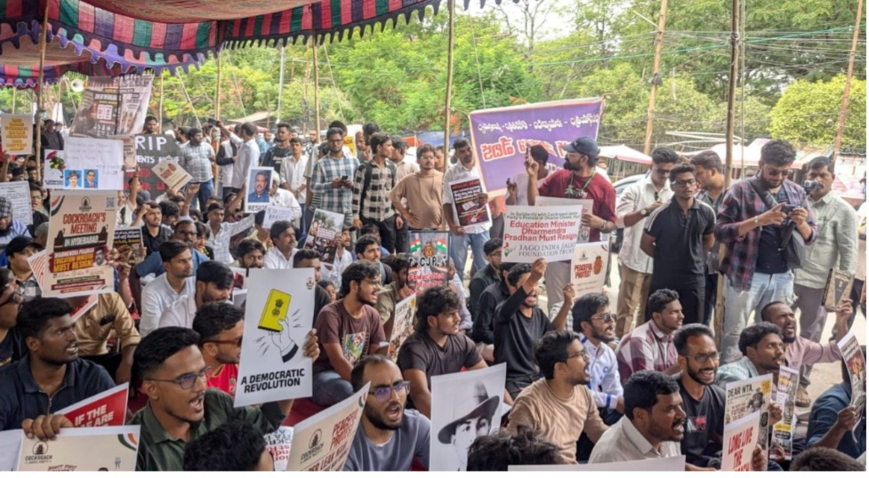 NEET Row: Protest in Hyderabad Demands Union Minister's Resignation
