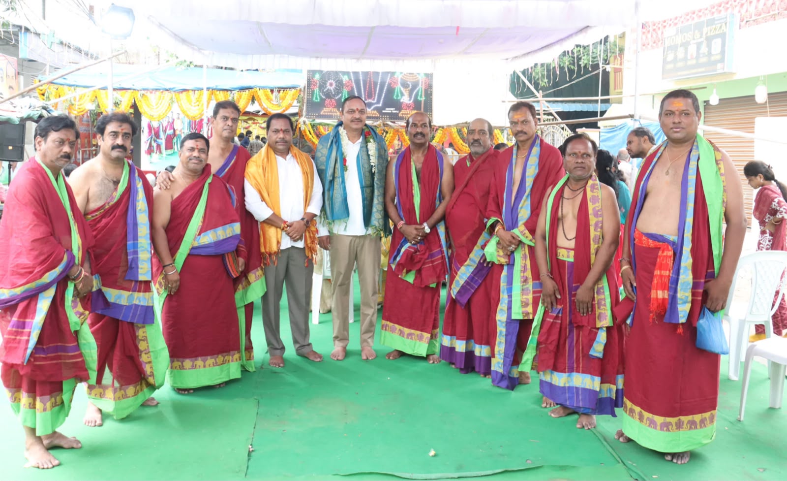 The Shikhara Pratishtha Mahotsav at the Sri Kanakadurga Ammavari Temple in Bank Colony was held with grandeur. MLA Bandari Lakshmareddy participated as the chief guest.