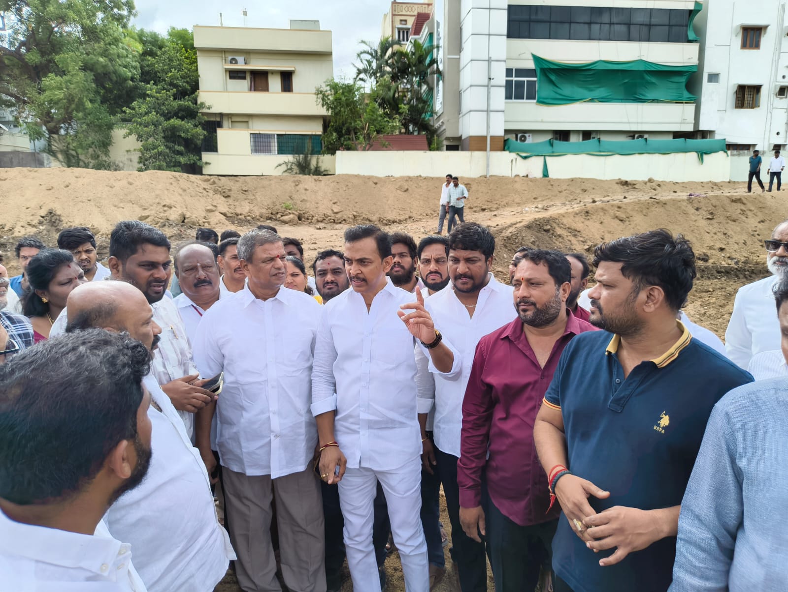 Rapid beautification works at Ramantapur big lake... Parameshwar Reddy reviews progress.