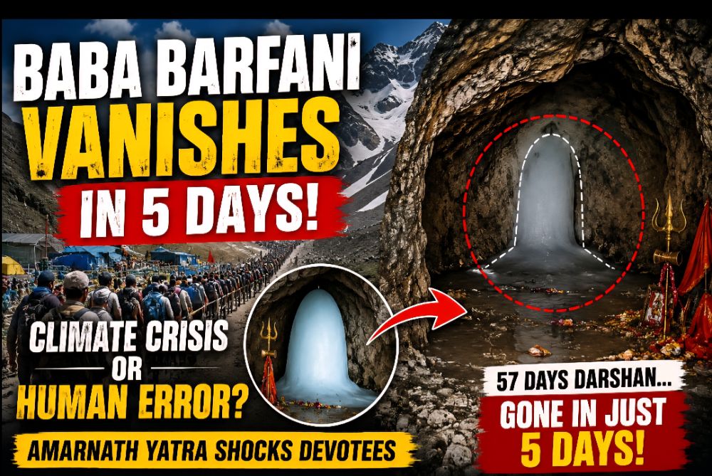 "Baba Barfani Melting Within Days of Amarnath Yatra Commencement: Climate Change or Human Negligence?"