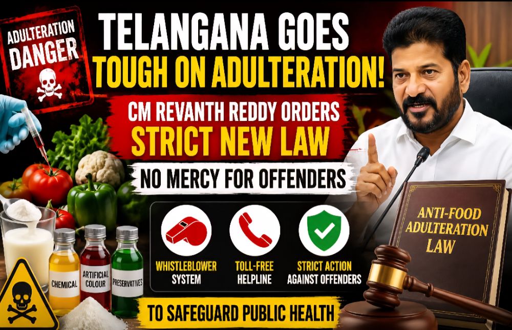 Telangana Cracks Down on Food Adulteration! CM Revanth Reddy Plans Tough New Law, Warns No Mercy for Offenders