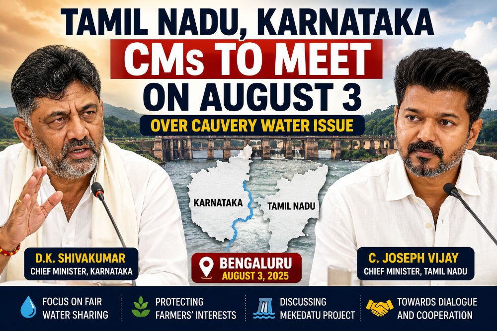 Tamil Nadu, Karnataka CMs to Hold Cauvery Water Talks in Bengaluru on August 3